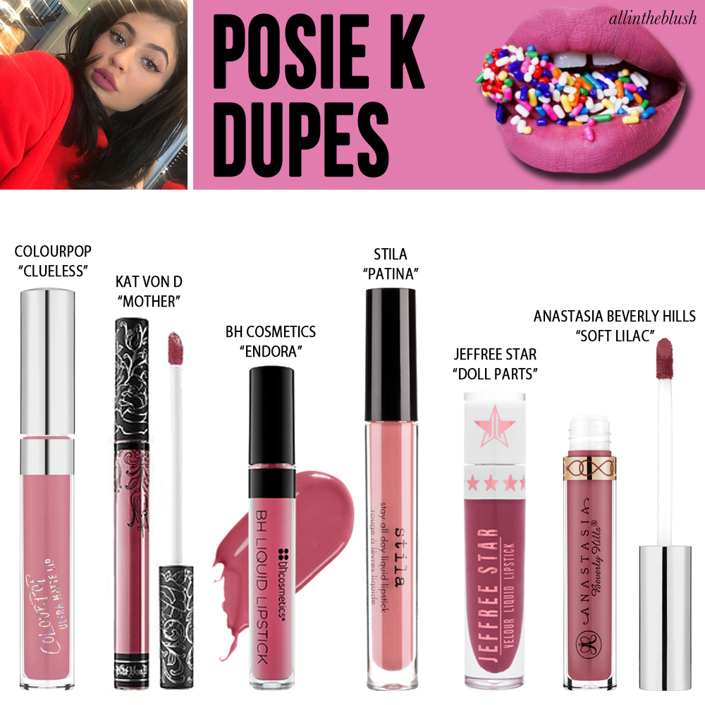 Kylie Cosmetics Posie K Liquid Lipstick Dupes