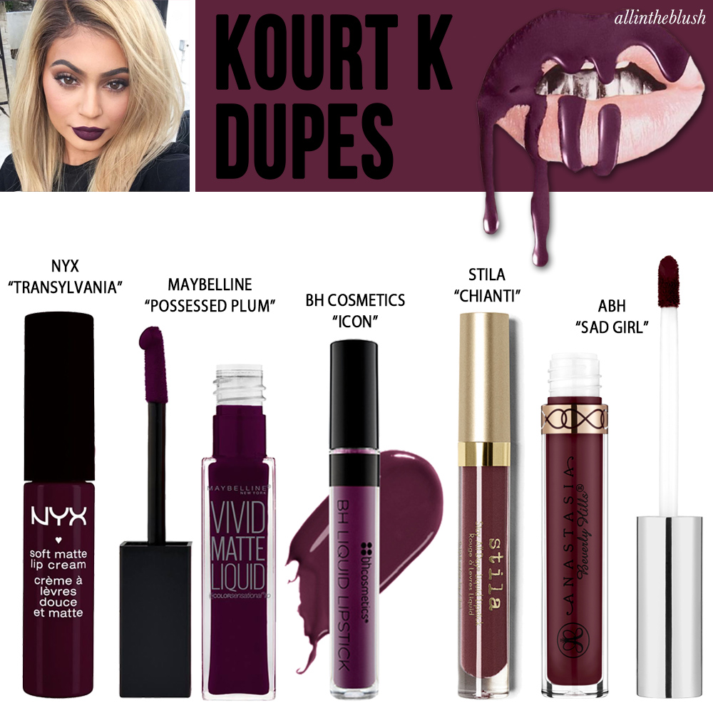 Kylie Cosmetics Kourt K Liquid Lipstick Dupes