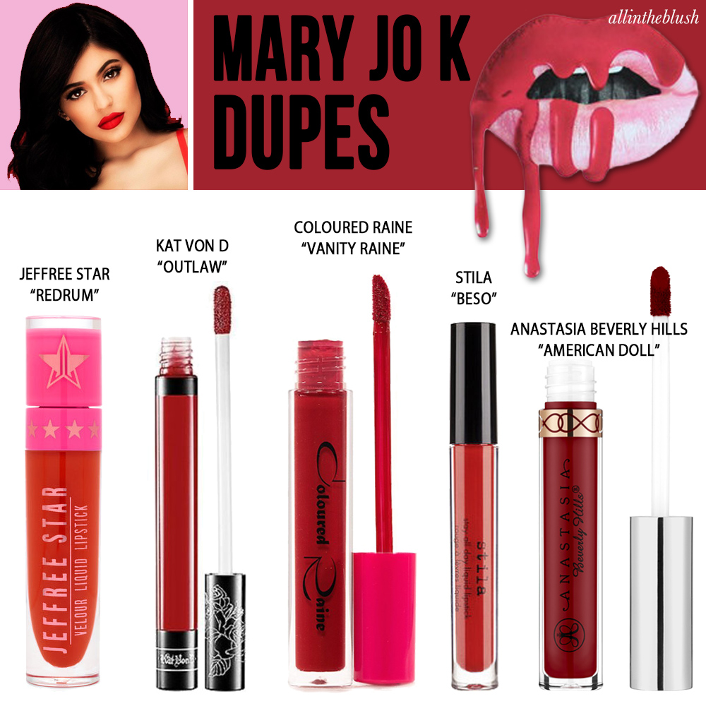 Kylie Cosmetics Mary Jo K Liquid Lipstick Dupes