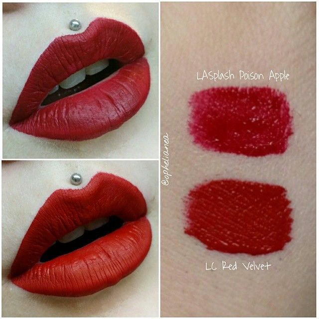 LA Splash Poison Apple dupe for Lime Crime Red Velvet. 