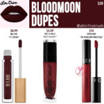 Lime Crime Bloodmoon Velvetine Liquid Lipstick Dupes