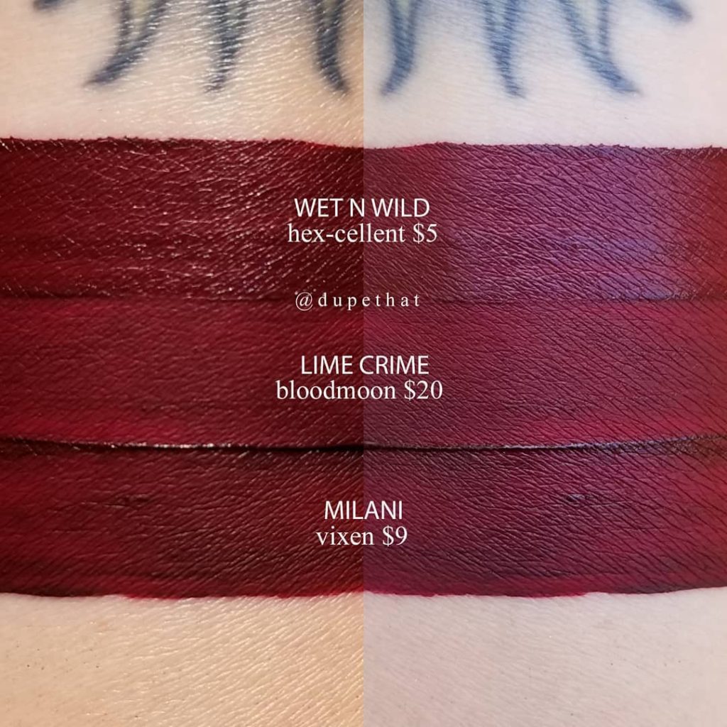 Lime Crime Bloodmoon Velvetine Liquid Lipstick Dupes