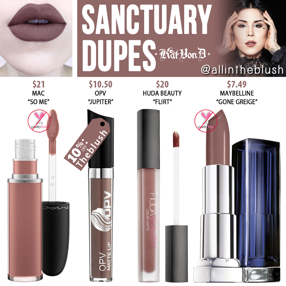 Kat Von D Sanctuary Everlasting Liquid Lipstick Dupes