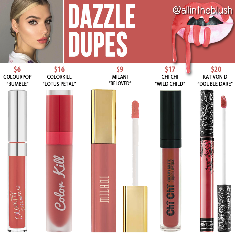 Kylie Cosmetics Dazzle Lipstick Dupes [Velvet Lip Kit]