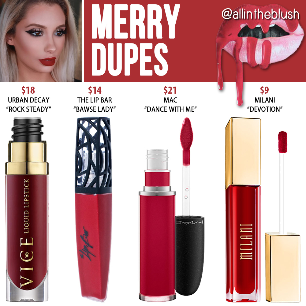 Kylie Cosmetics Merry Lipkit Dupes [Holiday 2016 Collection]