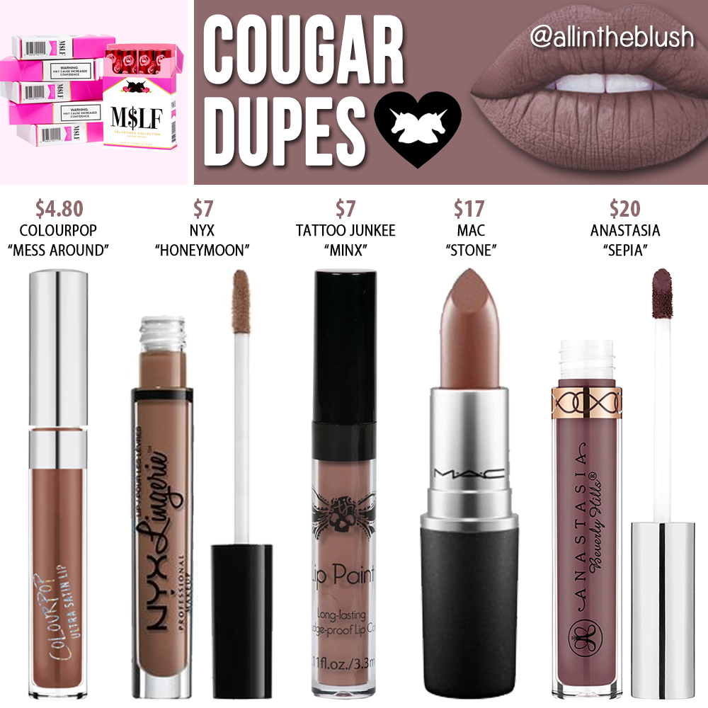 Lime Crime Cougar Velvetine Dupes