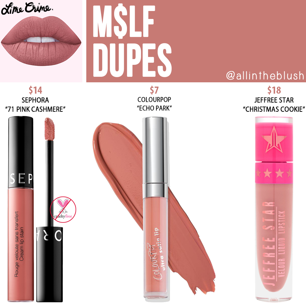 Lime Crime M$LF Velvetine Liquid Lipstick Dupes