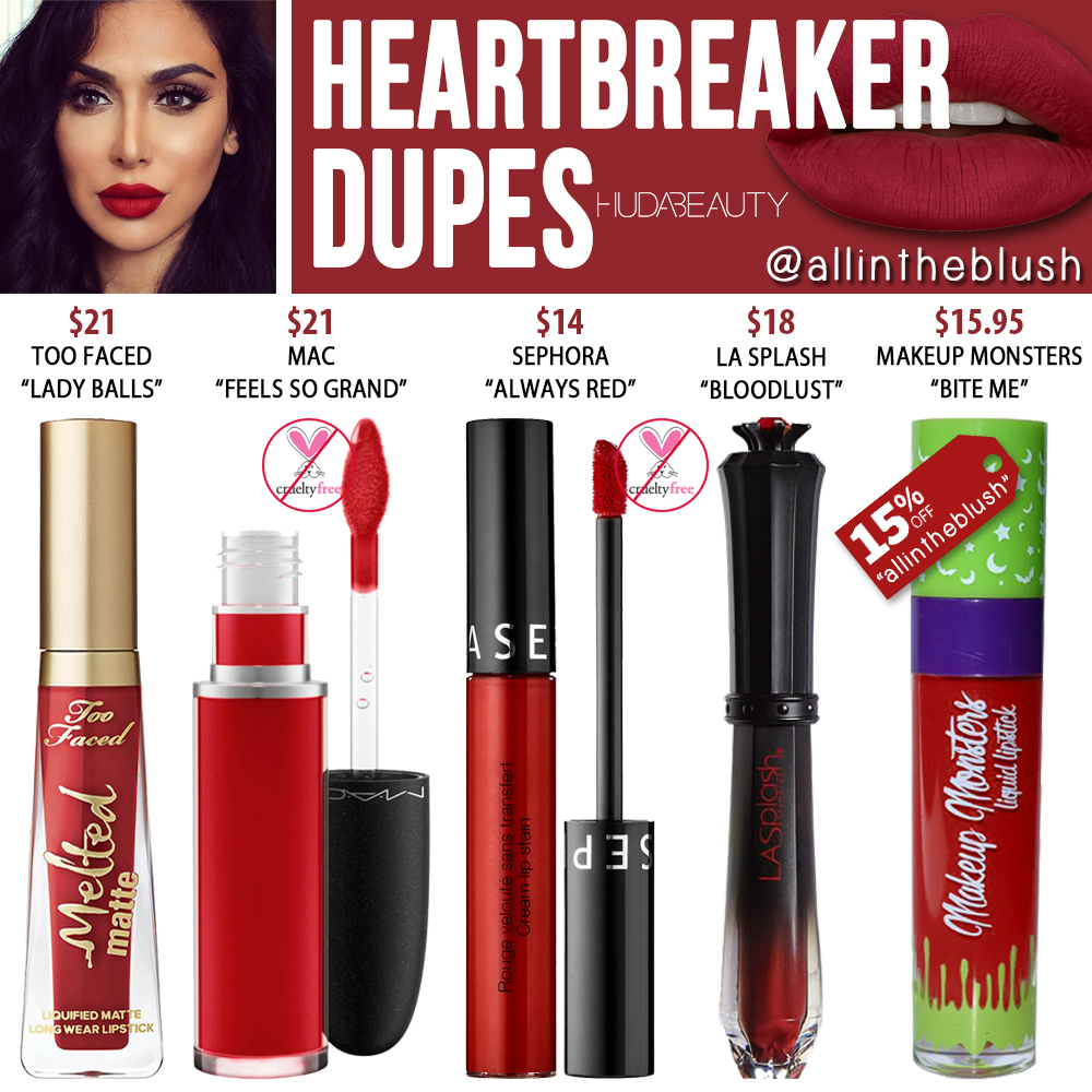 Huda Beauty Heartbreaker Liquid Matte Lipstick Dupe