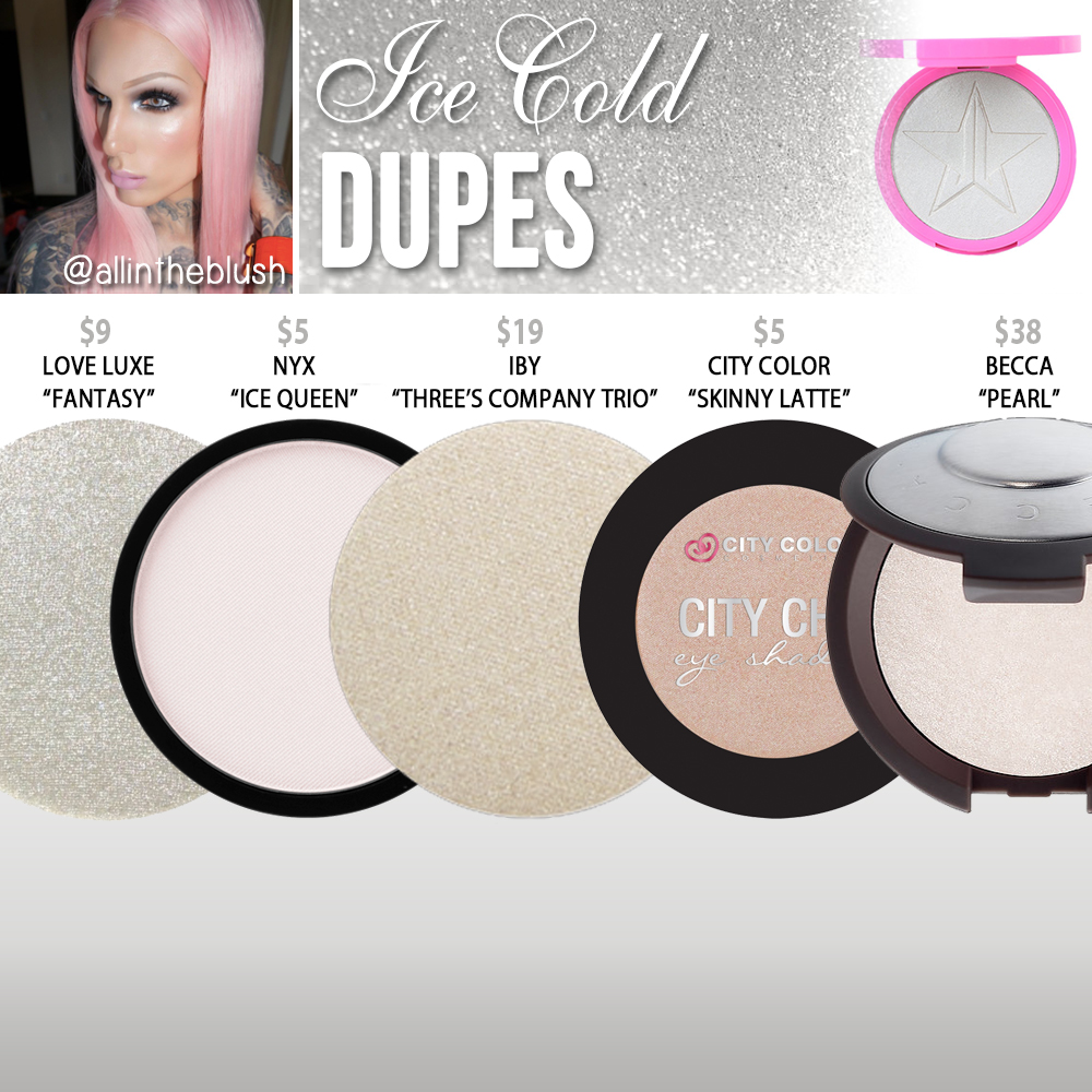 Jeffree Star Cosmetics Ice Cold Skin Frost Dupes