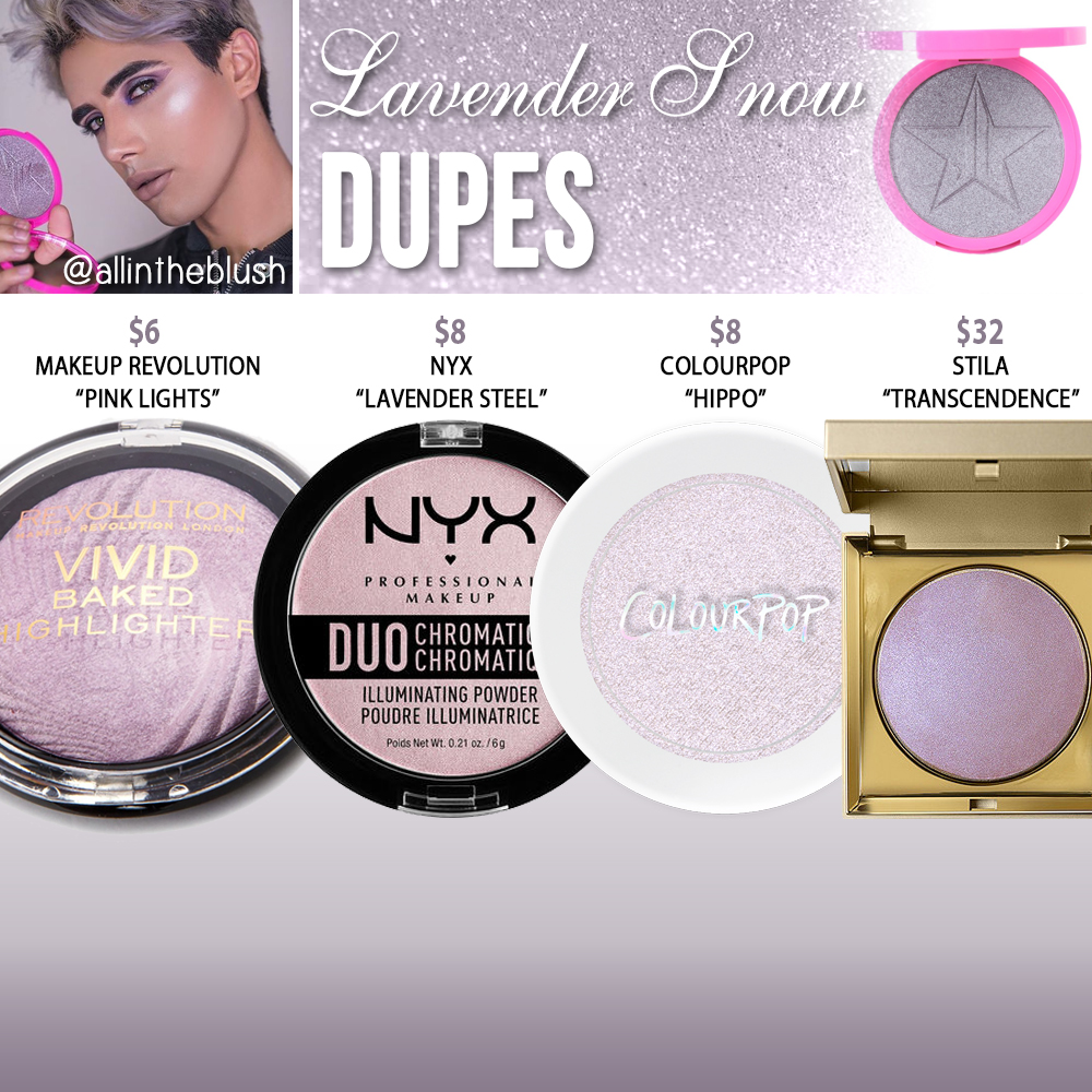 Jeffree Star Cosmetics Lavender Snow Skin Frost Dupes