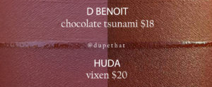 Huda Beauty Vixen Liquid Matte Lipstick Dupe