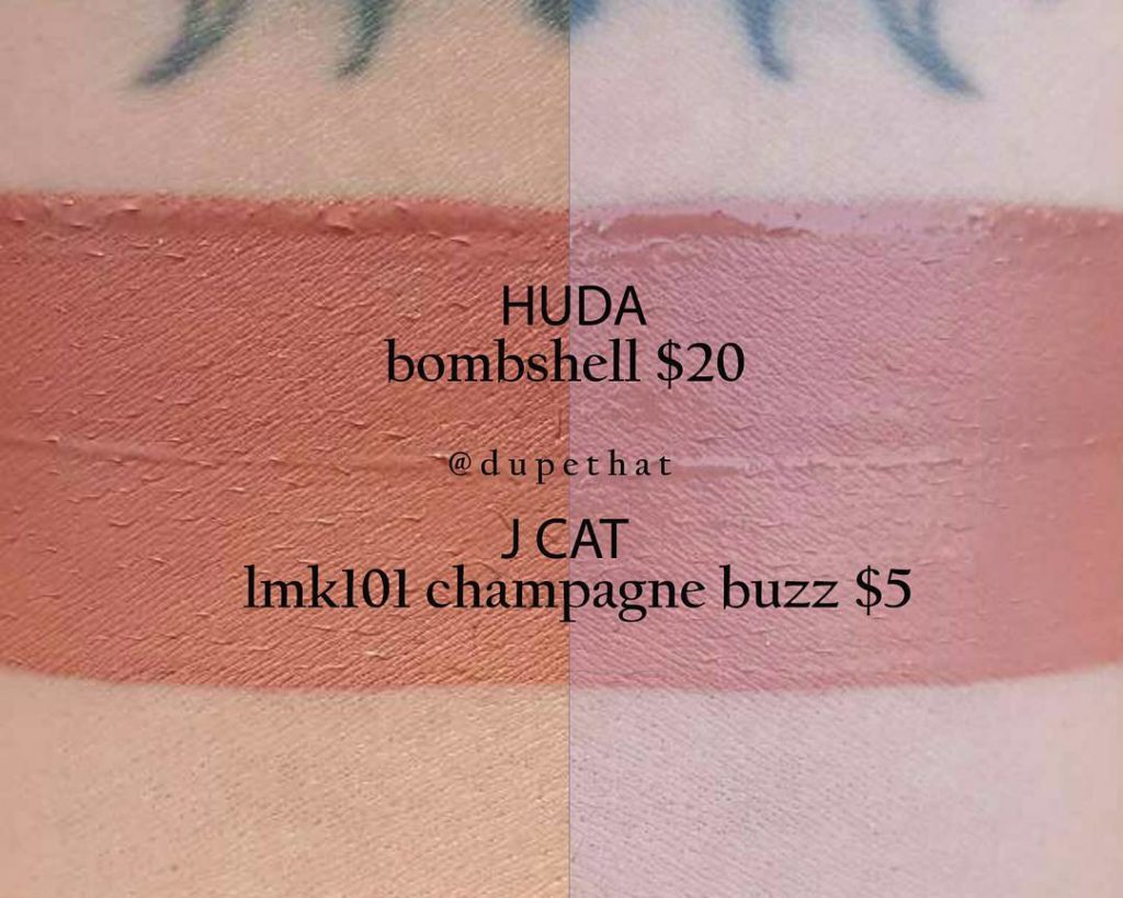 Huda Beauty Bombshell Liquid Matte Lipstick Dupes