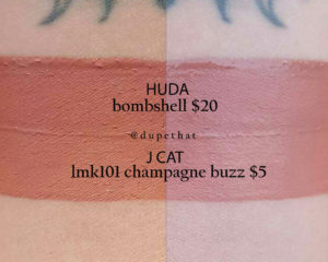 Huda Beauty Bombshell Liquid Matte Lipstick Dupe
