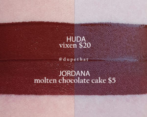 Huda Beauty Vixen Liquid Matte Lipstick Dupe