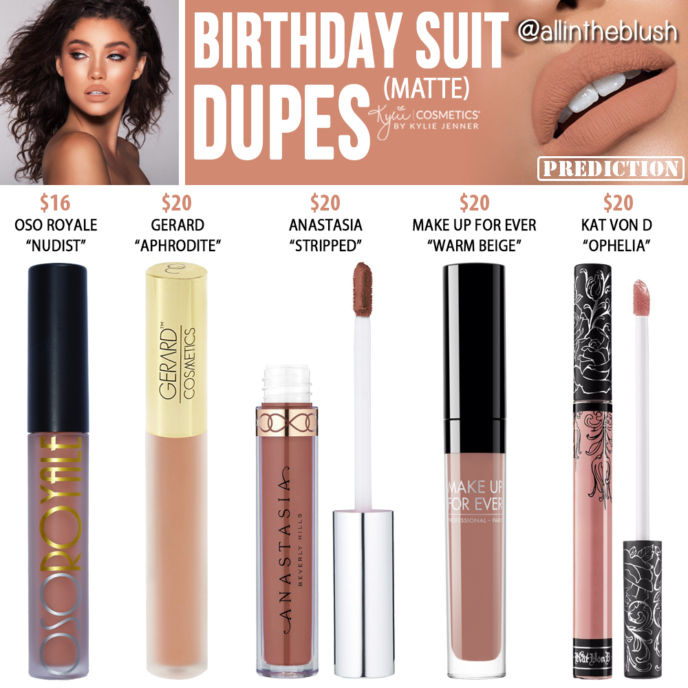 Kylie Cosmetics Birthday Suit Matte Liquid Lipstick Dupes [Vacation Edition]