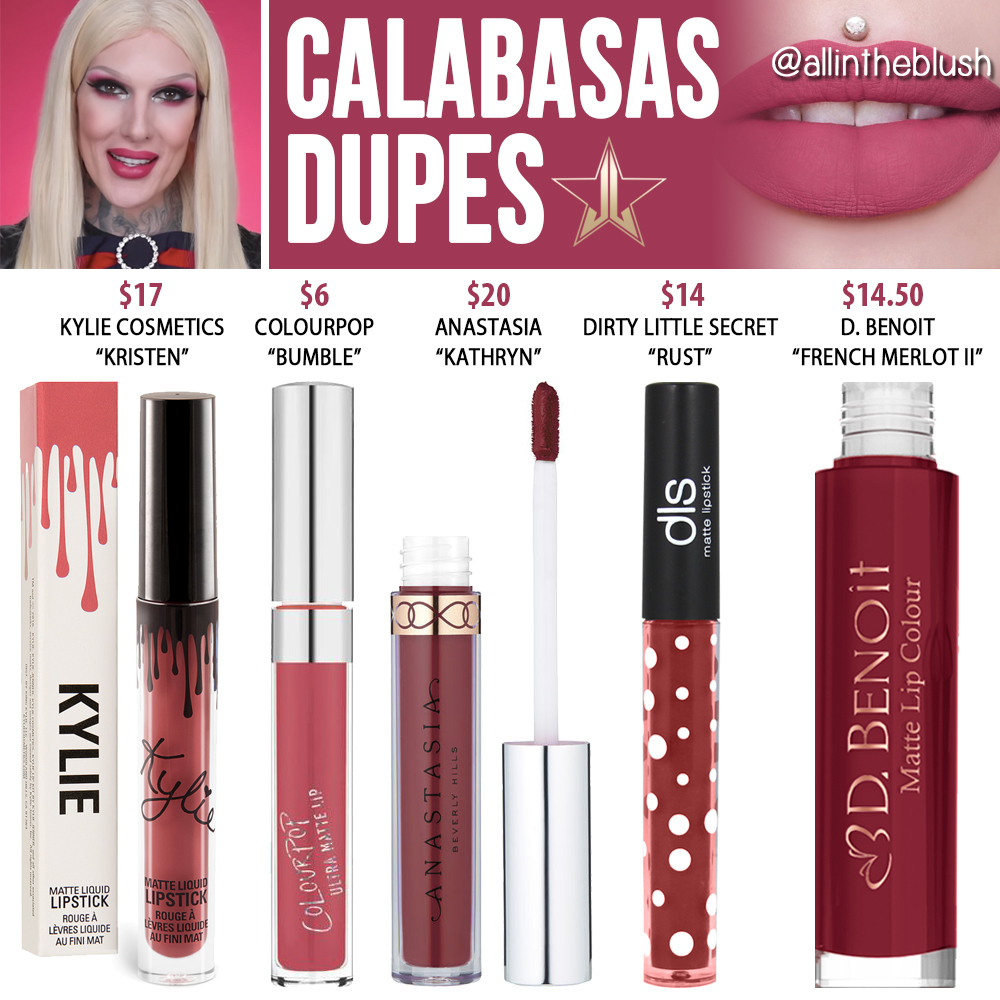 Jeffree Star Calabasas Velour Liquid Lipstick Prediction Dupes