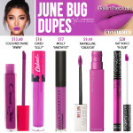Kylie Cosmetics June Bug Velvet Liquid Lipstick Dupes