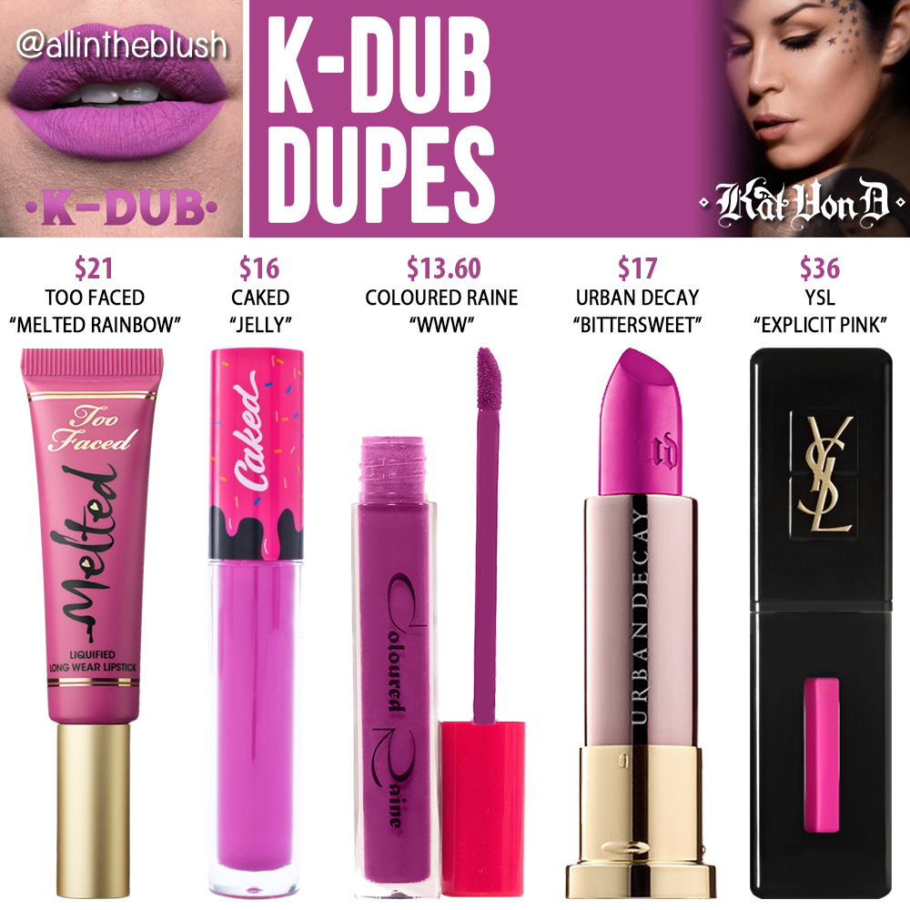 Kat Von D K-Dub Everlasting Liquid Lipstick Dupes