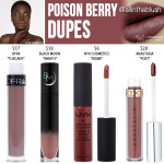 Kylie Cosmetics Poison Berry Velvet Liquid Lipstick Dupes