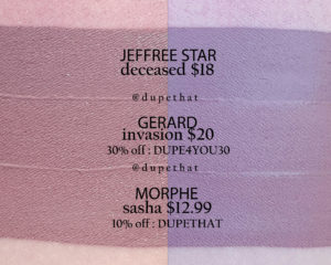 Jeffree Star Deceased Velour Liquid Lipstick Dupes