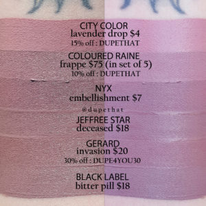 Jeffree Star Deceased Velour Liquid Lipstick Dupes