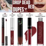 Too Faced Drop Dead Red Melted Matte Liquid Lipstick Dupes