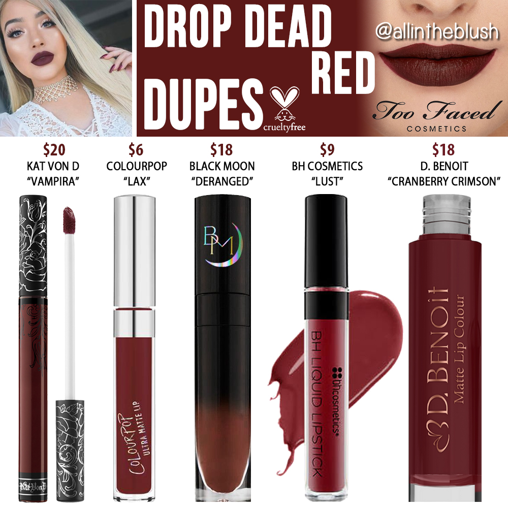 Too Drop Dead Red Melted Matte Liquid Lipstick Dupes - All In The Blush