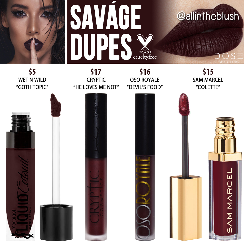 Dose of Colors Savage Liquid Lipstick Dupes