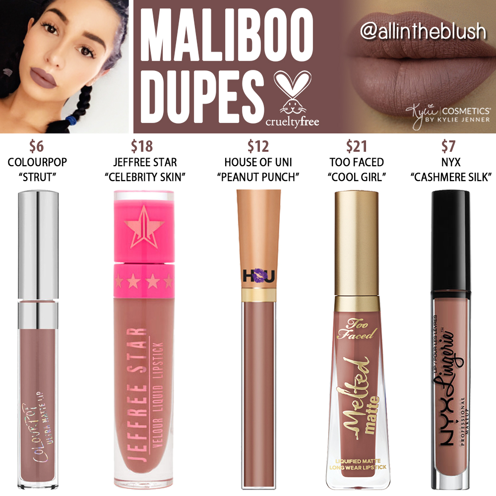 Kylie Cosmetics Maliboo Liquid Lipstick Dupes