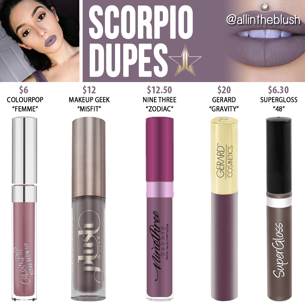 Jeffree Star Scorpio Velour Liquid Lipstick Dupes