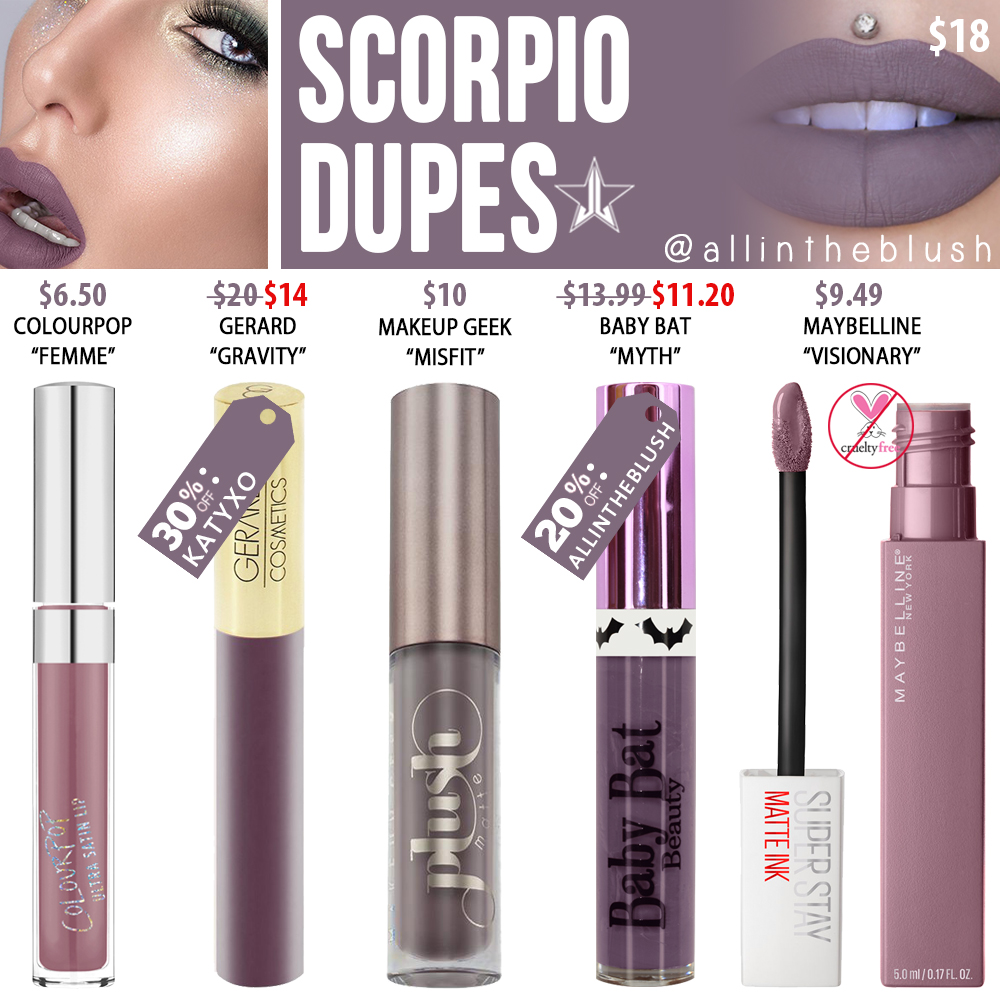 Jeffree Star Scorpio Velour Liquid Lipstick Dupes