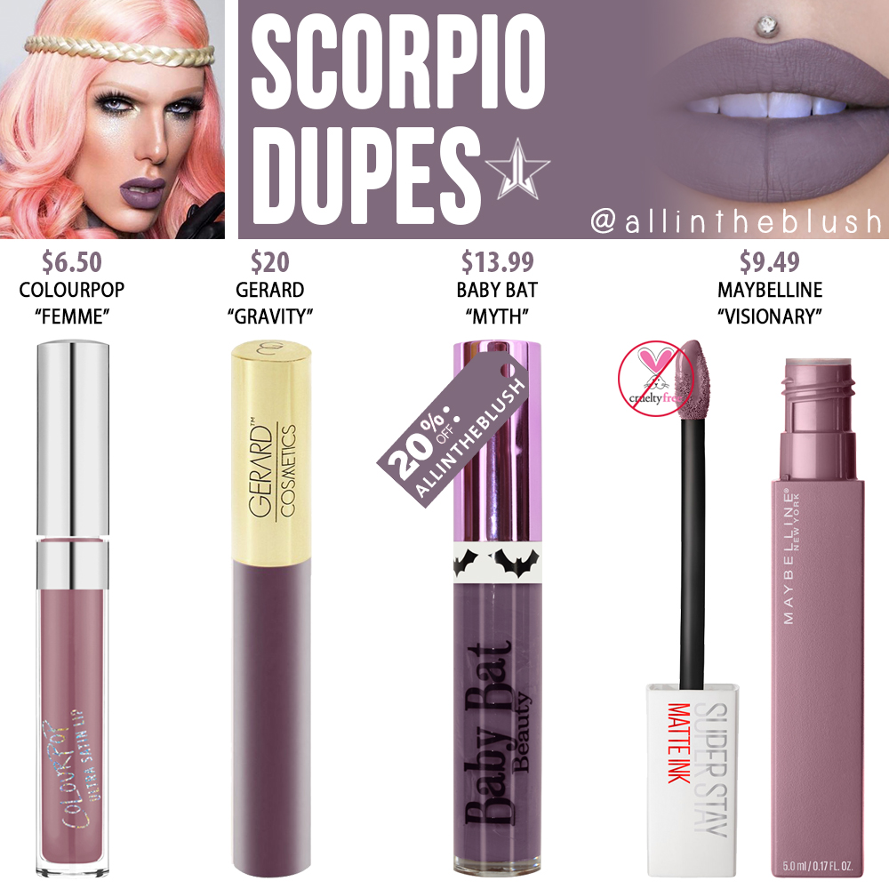Jeffree Star Scorpio Velour Liquid Lipstick Dupes