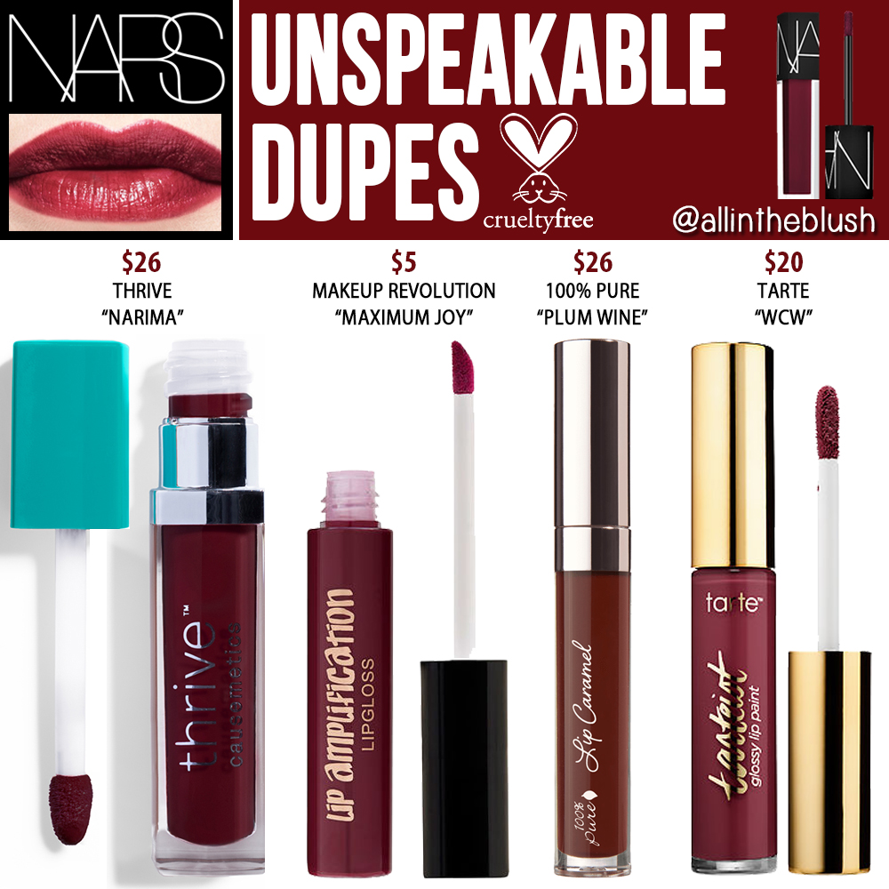 NARS Unspeakable Velvet Lip Glide Dupes