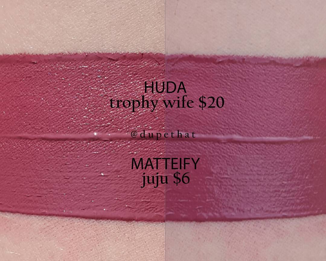 Huda Beauty Trophy Wife Liquid Matte Lipstick Dupes. 