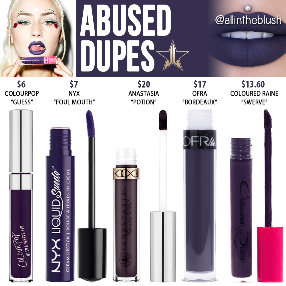 Jeffree Star Abused Velour Liquid Lipstick Dupes All In The Blush