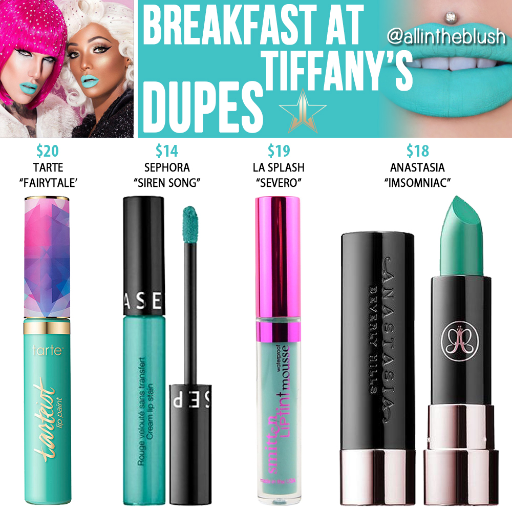 Jeffree Star Breakfast at Tiffany’s Velour Liquid Lipstick Dupes