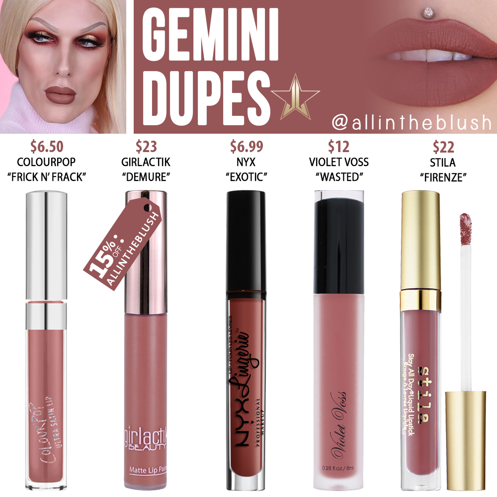 Jeffree Star Gemini Velour Liquid Lipstick Dupes