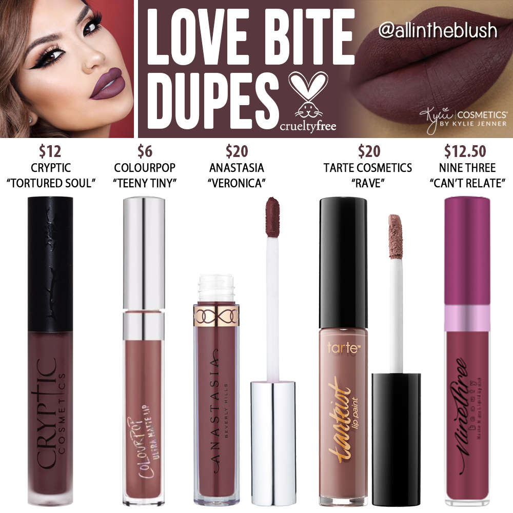 Kylie Cosmetics Love Bite Liquid Lipstick Dupes