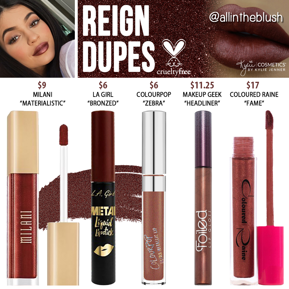 Kylie Cosmetics Reign Liquid Lipstick Dupes