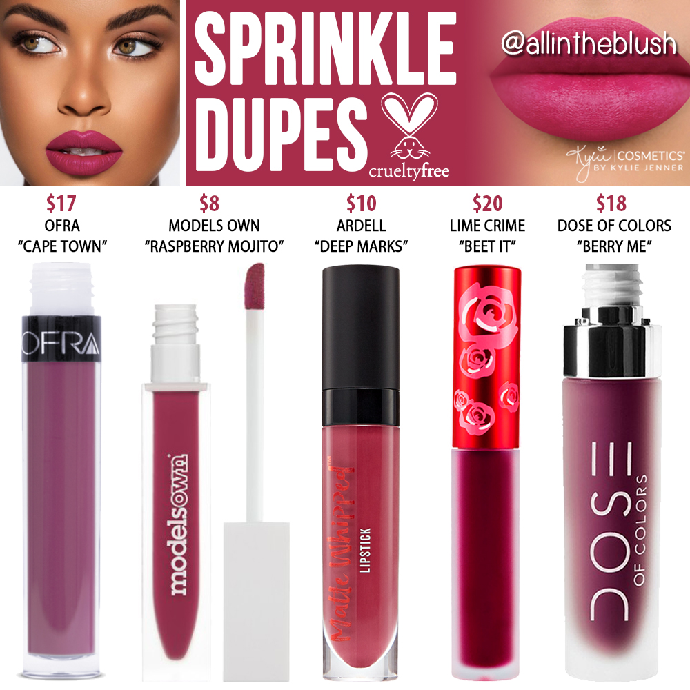 Kylie Cosmetics Sprinkle Mini Velvet Liquid Lipstick Dupes [20th Birthday Collection]