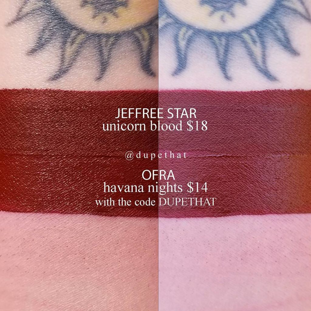 Jeffree Star Unicorn Blood Velour Liquid Lipstick Dupes