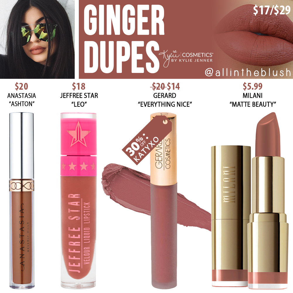 Kylie Cosmetics Ginger Liquid Lipstick Dupes