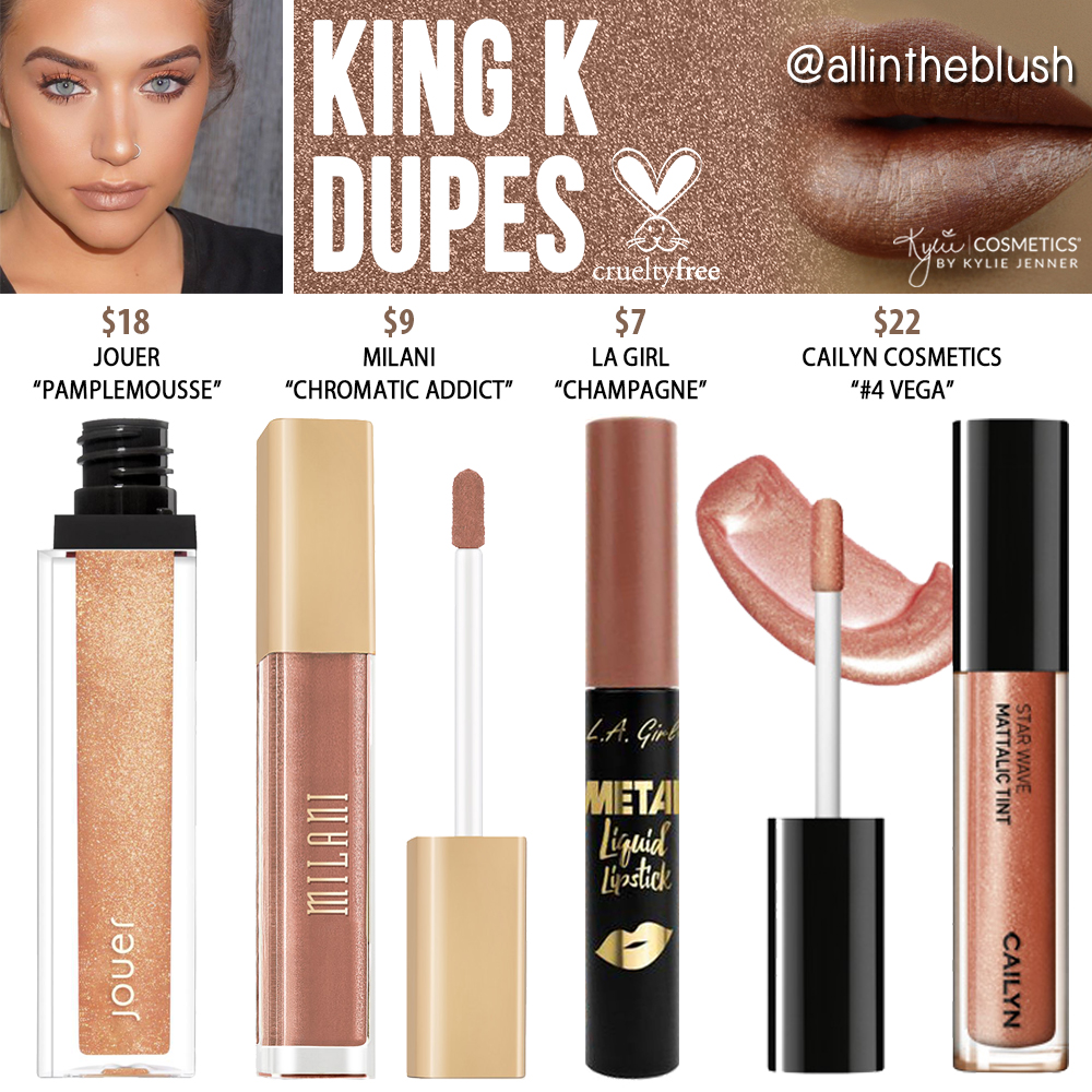 Kylie Cosmetics King K Liquid Lipstick Dupes