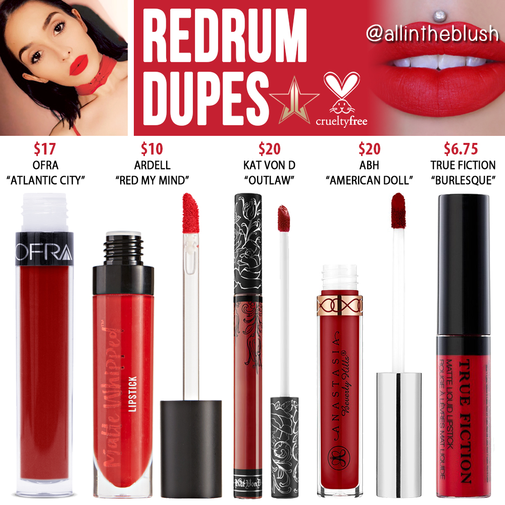Jeffree Star Redrum Velour Liquid Lipstick Dupes