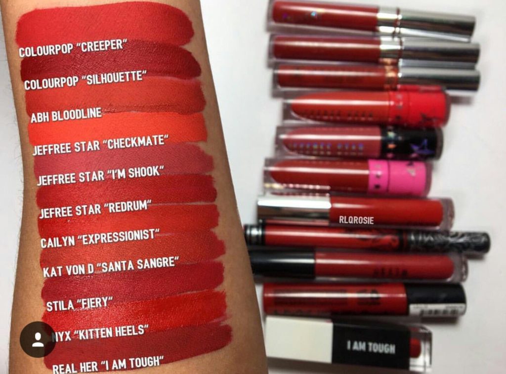 Jeffree Star Redrum Velour Liquid Lipstick Dupes