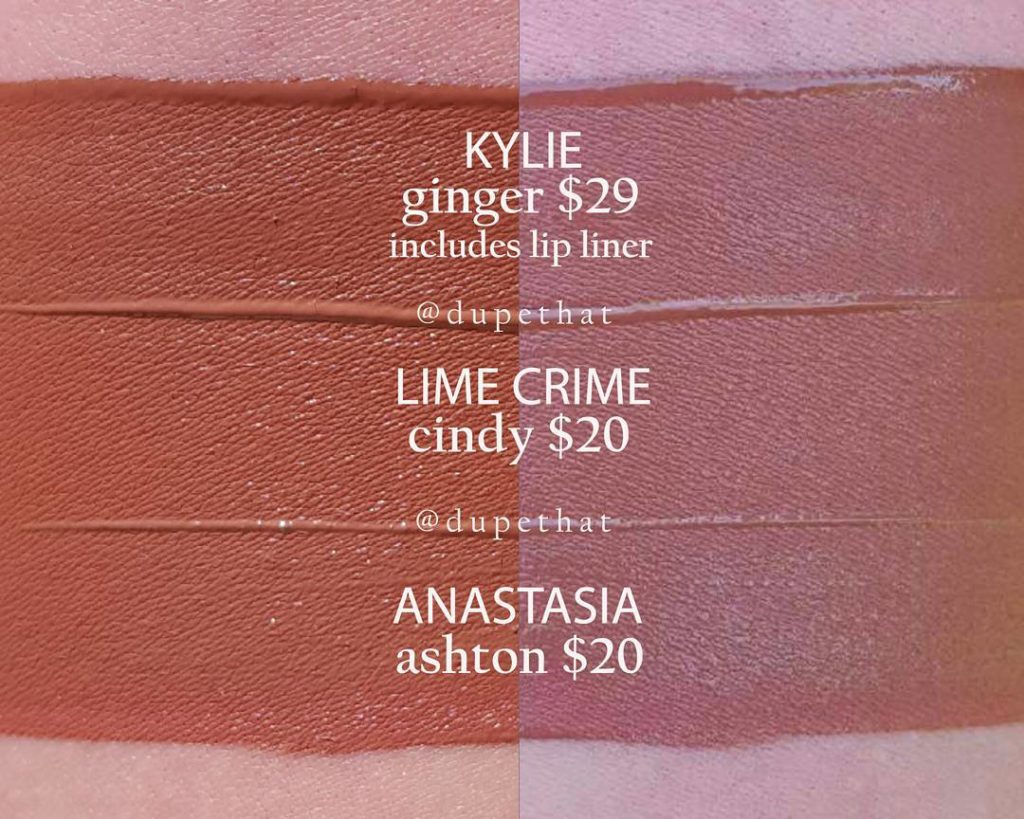 Kylie Cosmetics Ginger Liquid Lipstick Dupes