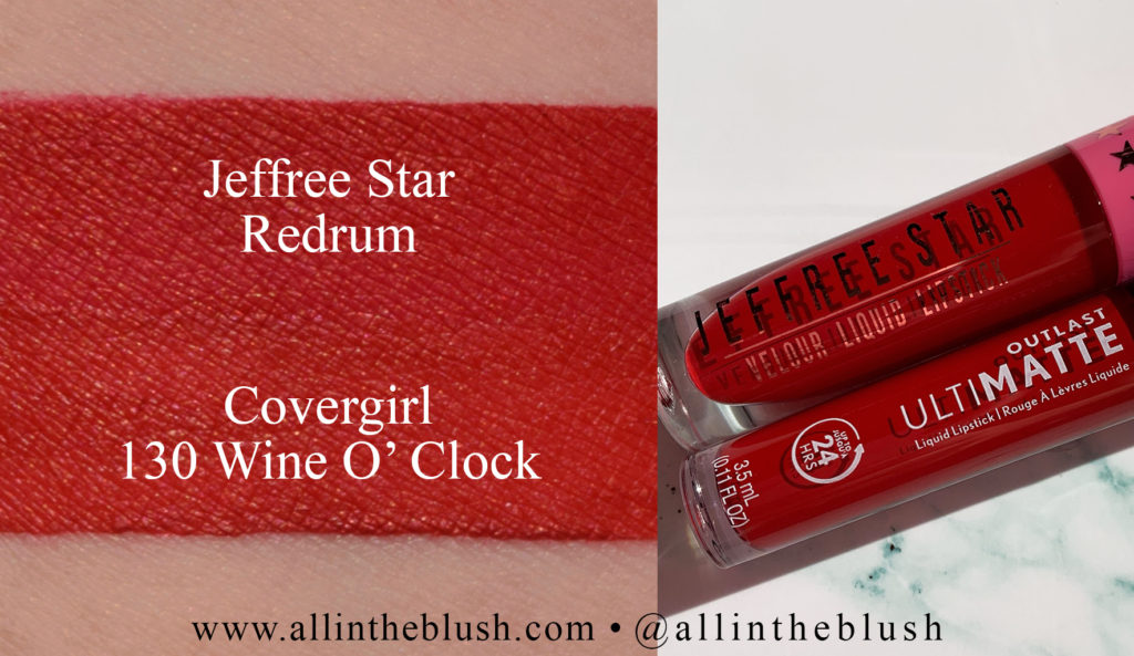 Jeffree Star Redrum Velour Liquid Lipstick Dupes