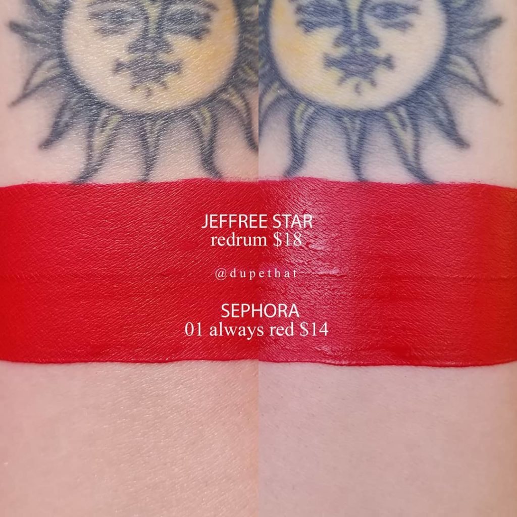 Jeffree Star Redrum Velour Liquid Lipstick Dupes