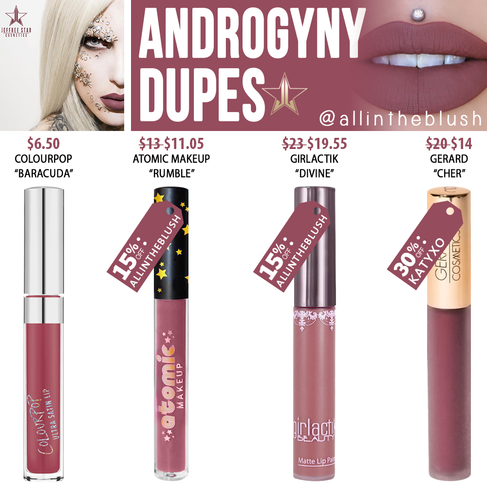 Jeffree Star Androgyny Velour Liquid Lipstick Dupes