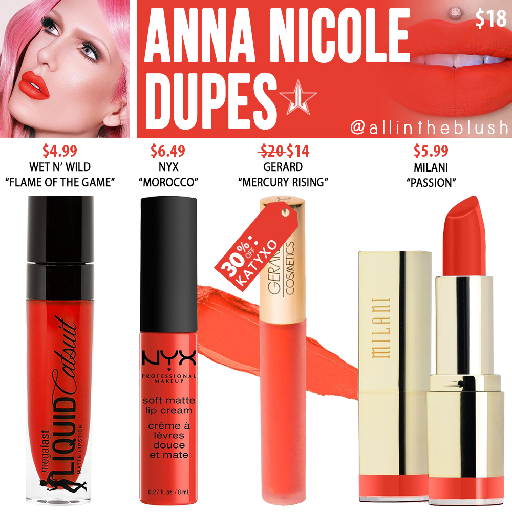 Jeffree Star Anna Nicole Velour Liquid Lipstick Dupes